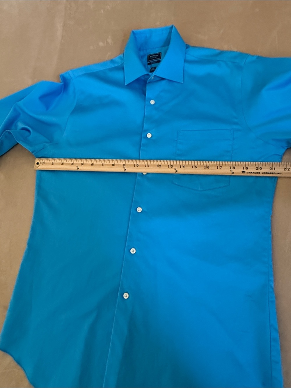 Arrow Men’s Long-Sleeve Dress Shirt in Bright Turquoise Size 15 32/33 - Picture 6 of 9